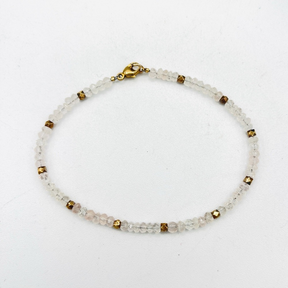 Sundance Catalog Moonstone Bracelet Sterling Silver 18k Gold Plated 7.5" White‎ - Picture 3 of 7